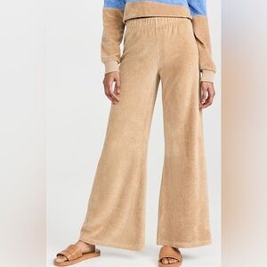 LANDS END Tan Starfish Corded Velour Pants Camel Soft Flare Stretch Sz XS